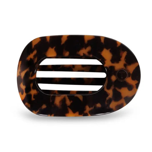 Tortoise Flat Round Hair Clip Large