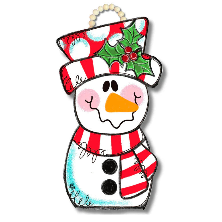 Door Hanger Attachment, Red Snowman Mini