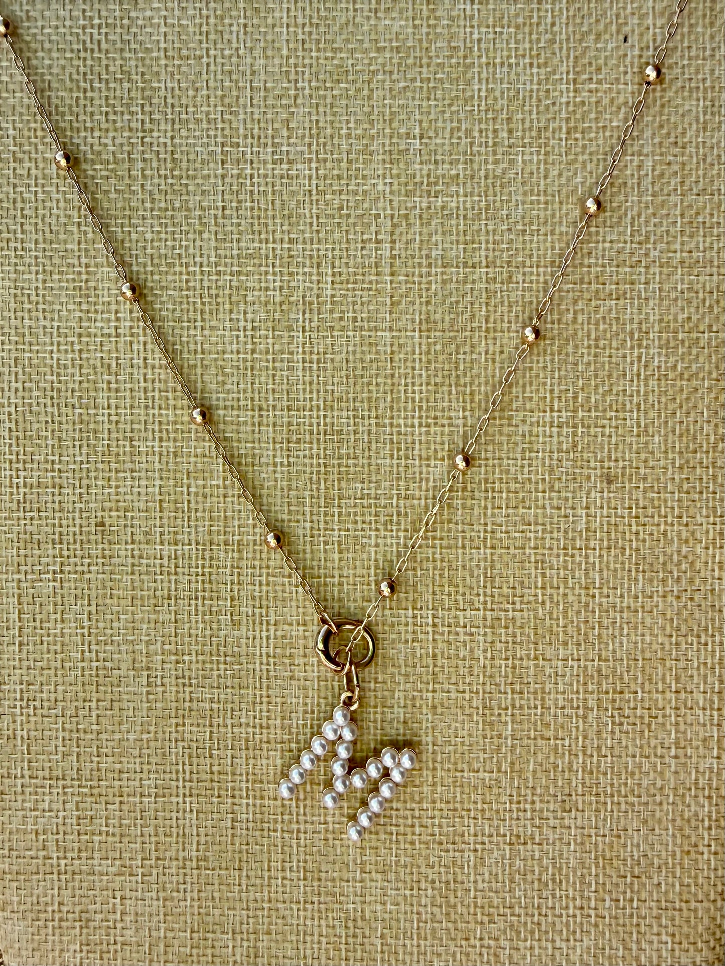 Pearl Initial Charm Necklace