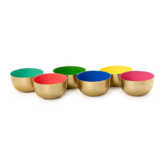 Small Metal Bowls with Enamel, Assorted Colors