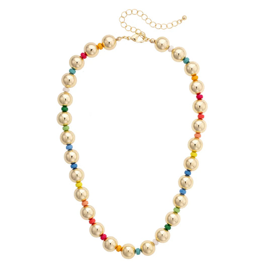 Blakely Statement Ball Bead Necklace in Rainbow Multi