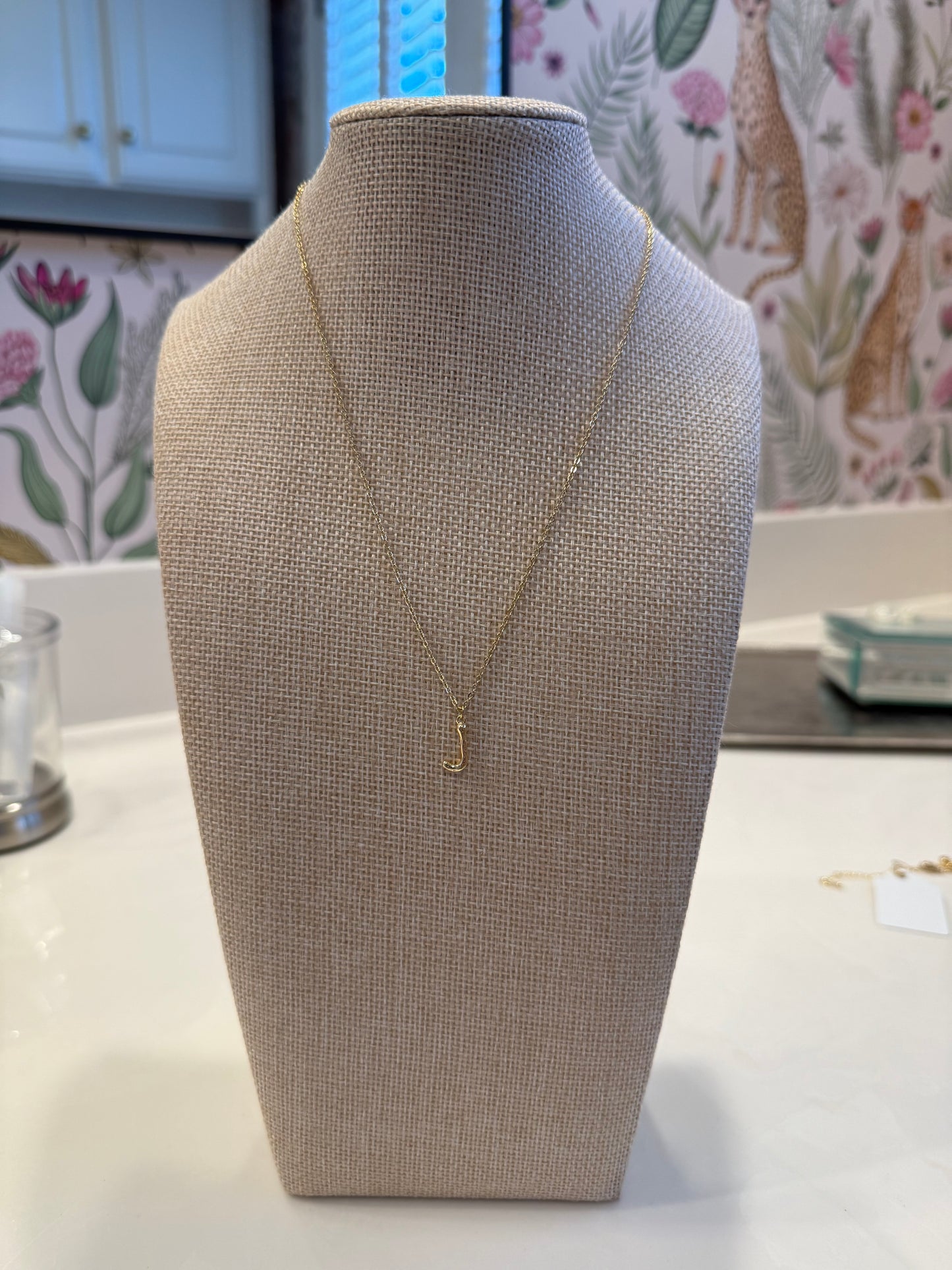Initial Necklace, Gold J