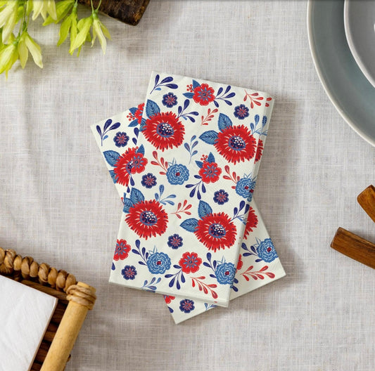 Red, White, & Bloom Paper Guest Towels