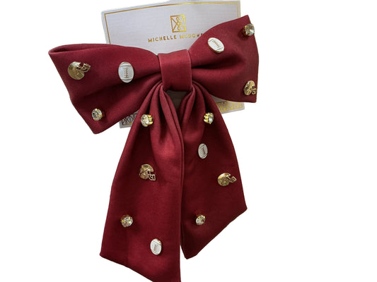Ashton Hair Bow Crimson & White