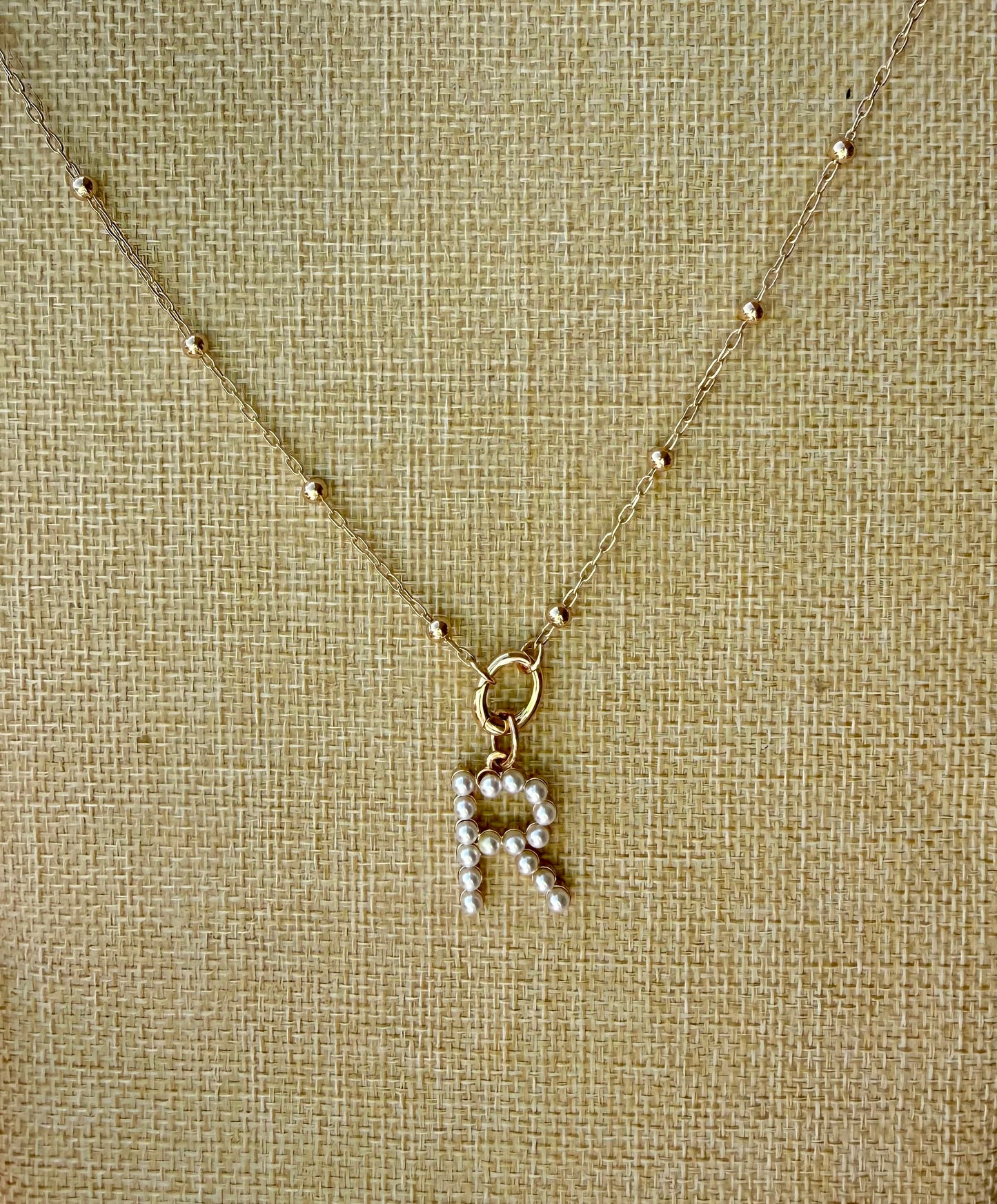 Pearl Initial Charm Necklace