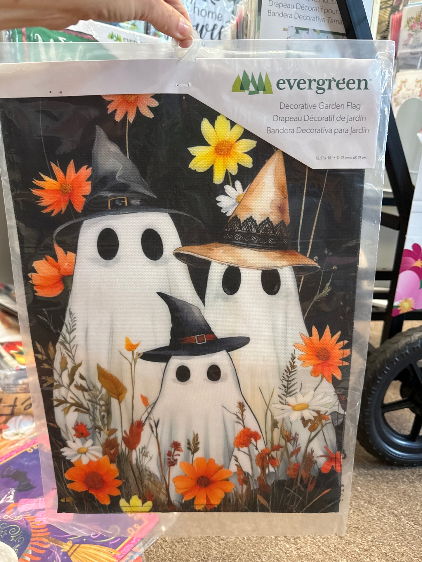 Halloween Ghost Family Burlap Flag Garden