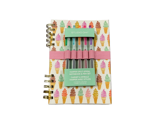 Cool & Creamy Harper Split-Spiral Notebook & Pen