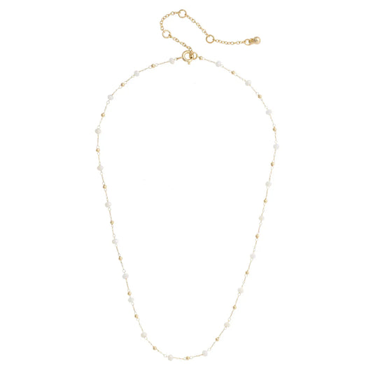 Celine Beaded Layering Necklace in Ivory