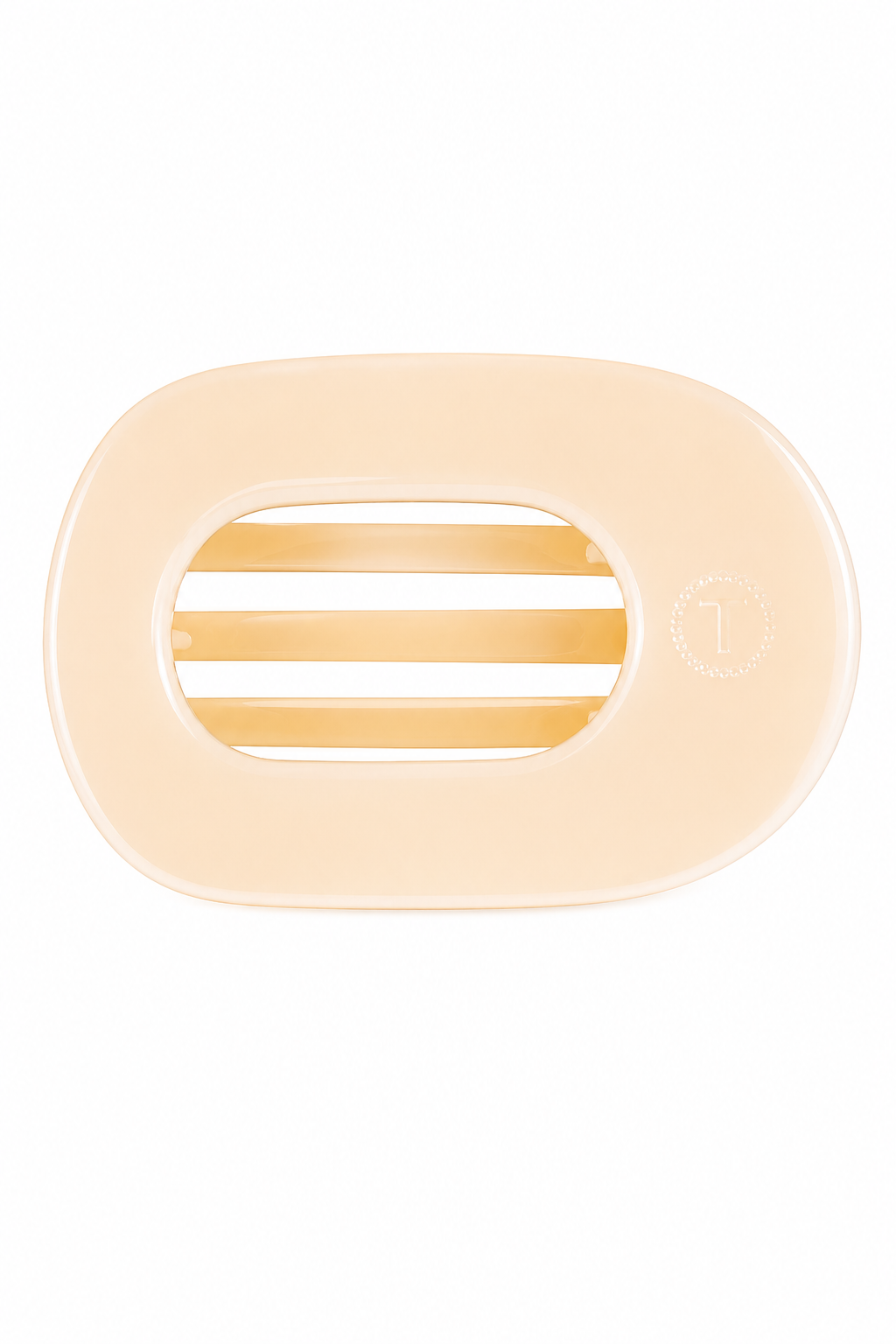 Almond Beige Flat Round Hair Clip Medium