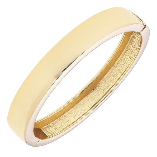 Clara Hinge Bangle in Satin Gold