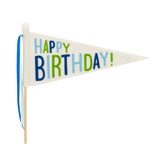 Blue Happy Birthday Felt Pennant Banner