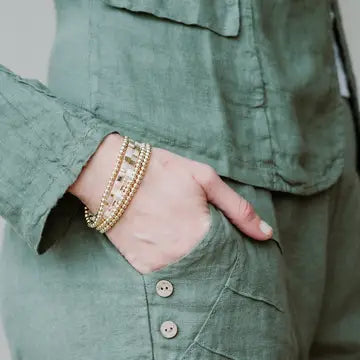4mm Stretch Beaded Bracelet, Gold