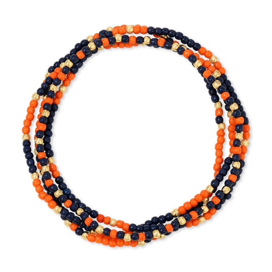 Game Day Beaded Bracelet, Navy + Orange