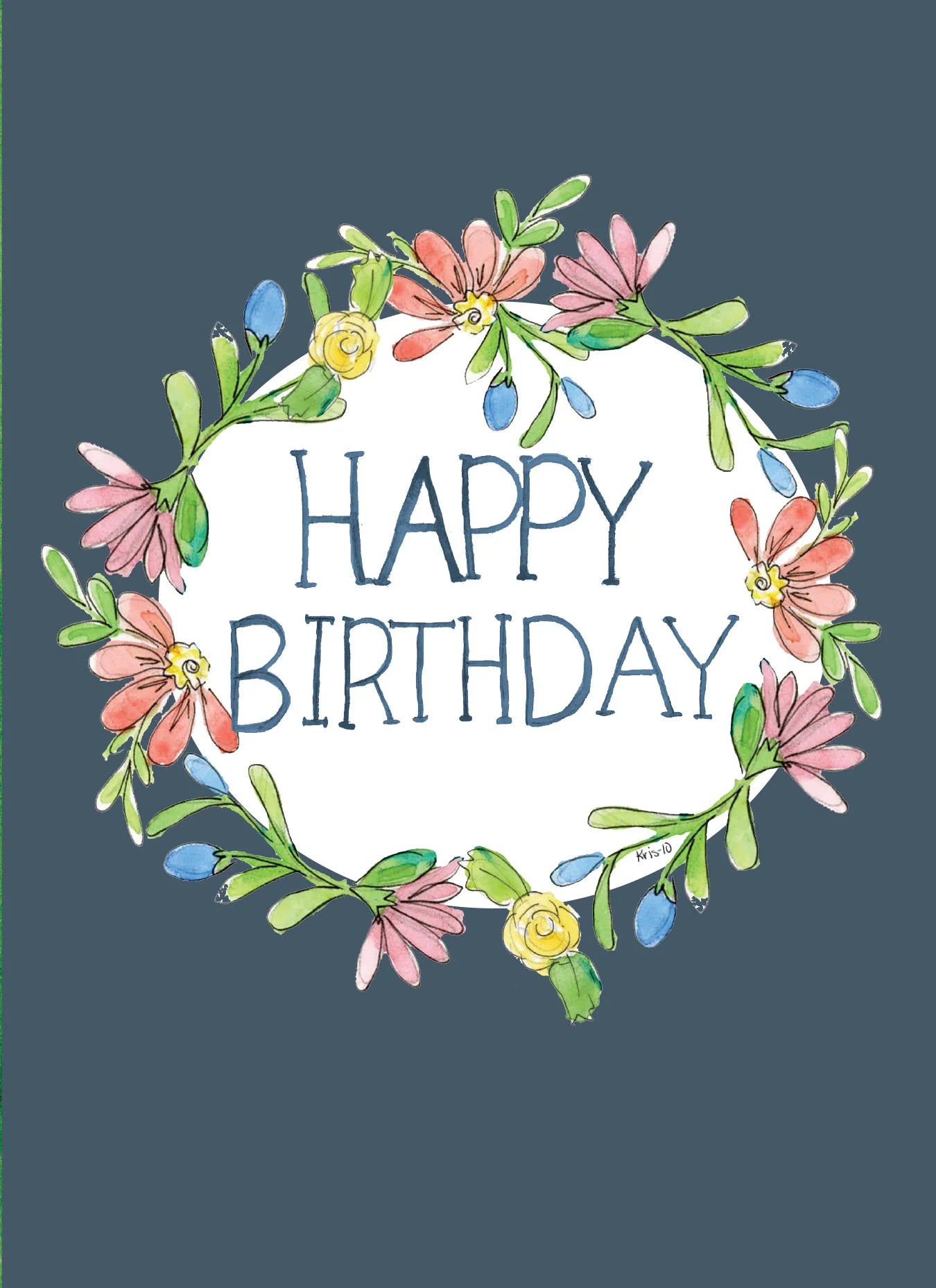Card, Navy Birthday Wreath BC482