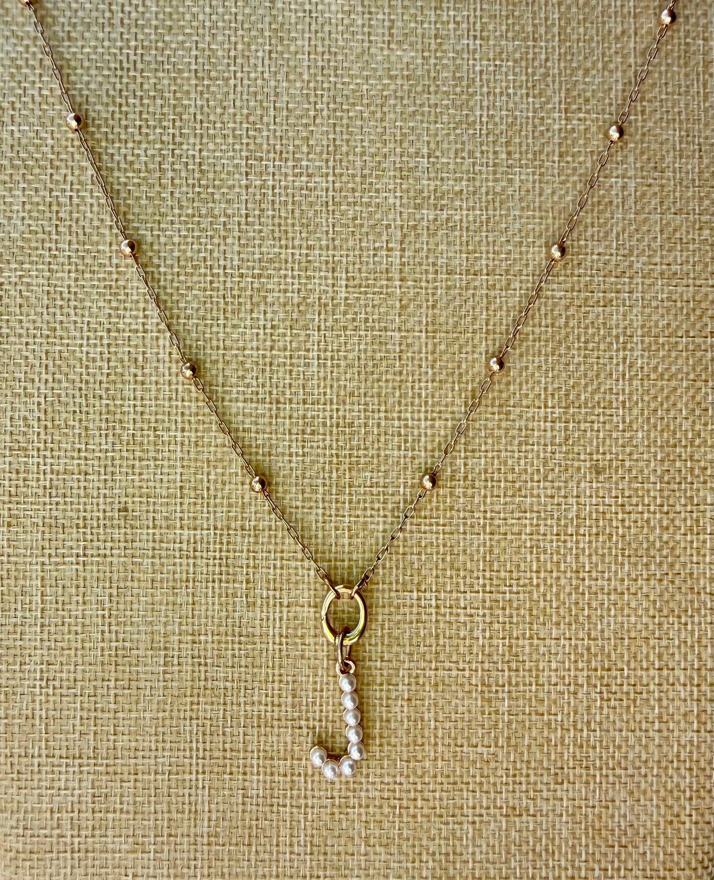 Pearl Initial Charm Necklace