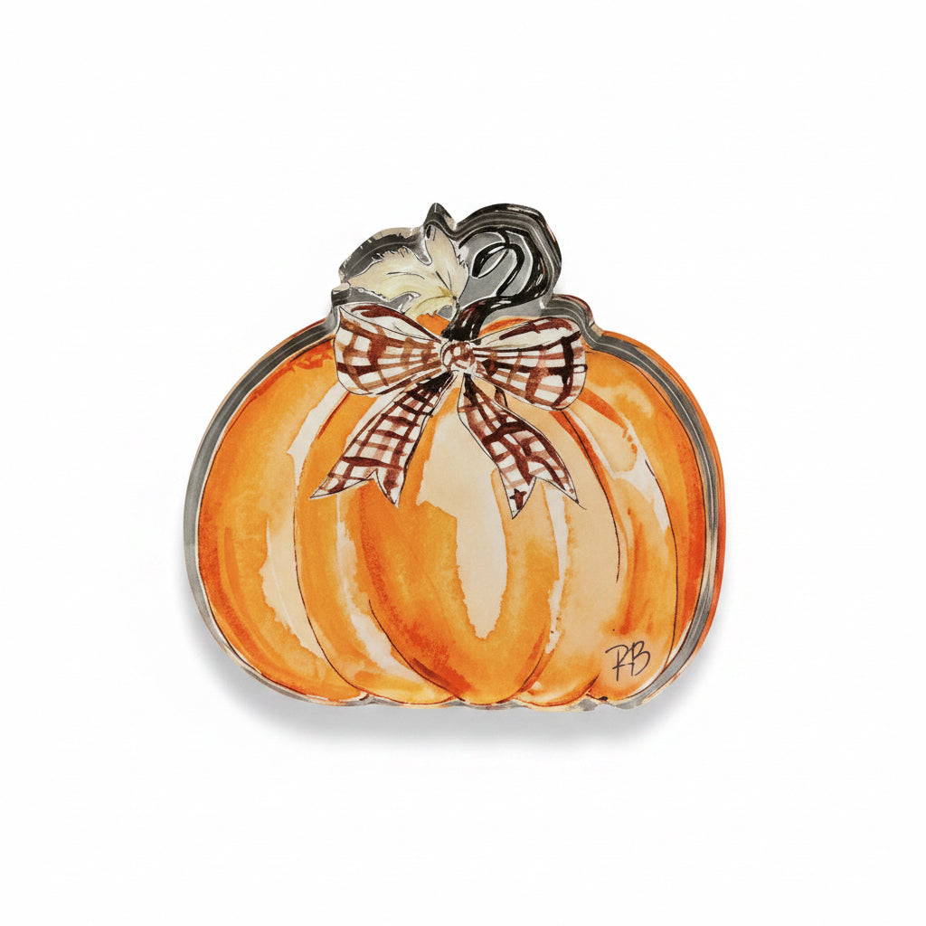Small Acrylic Art-Handpainted Orange Pumpkin with