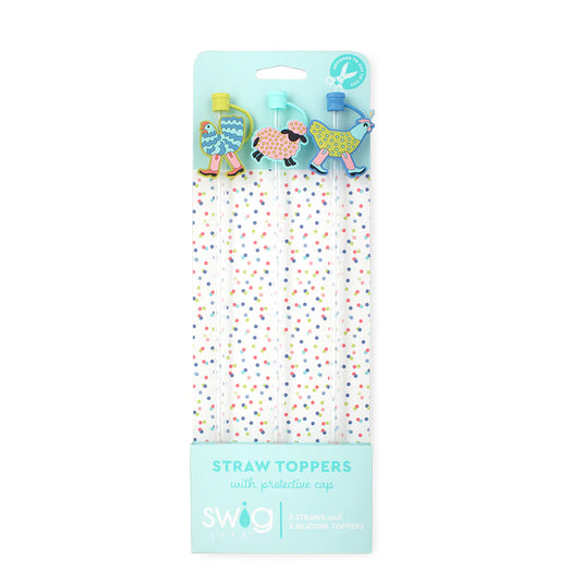 Funky Chicken Straw Topper Set