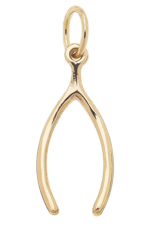 Lucky Wishbone Charm in Shiny Gold
