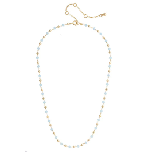 Celine Beaded Layering Necklace in Light Blue