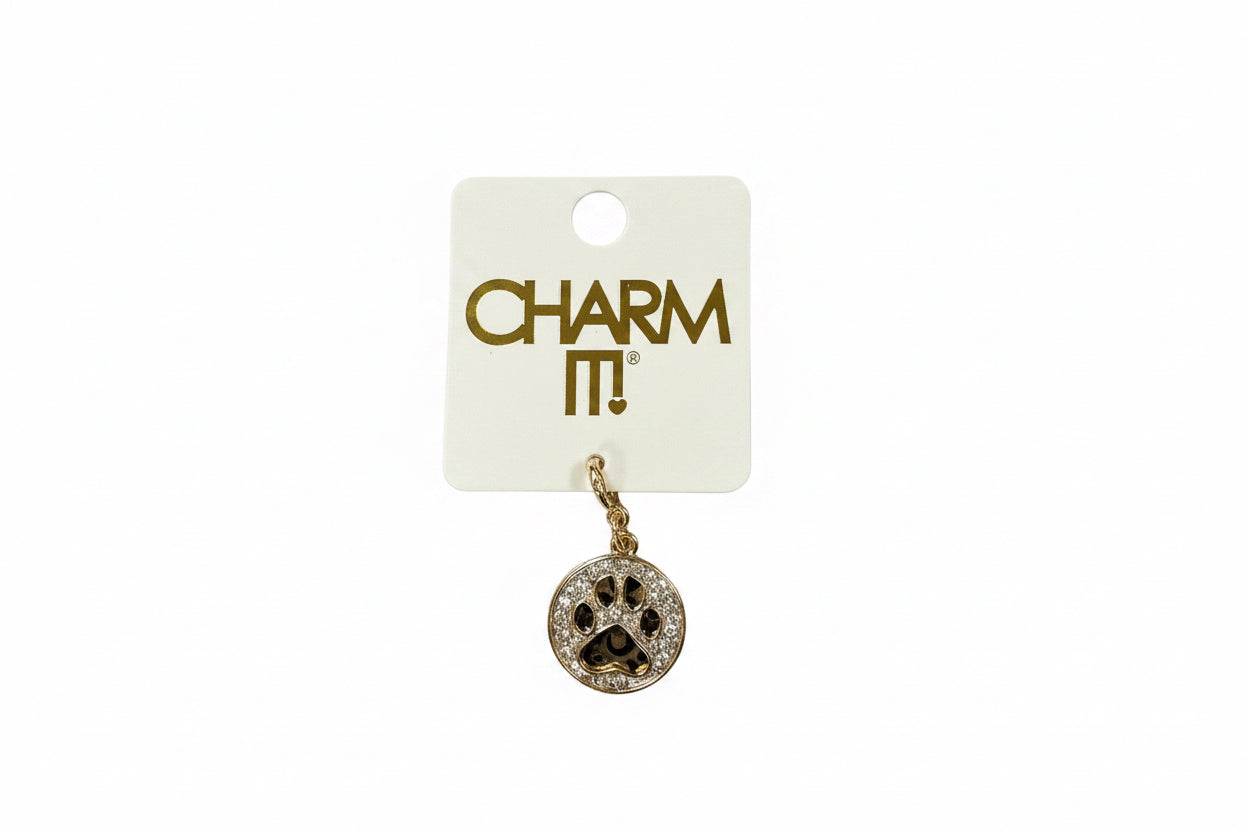 Gold Swivel Leopard Paw Print Charm