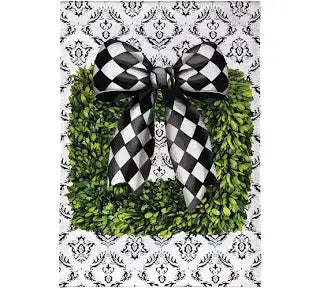 Black & White Bow Topiary Burlap Garden Flag