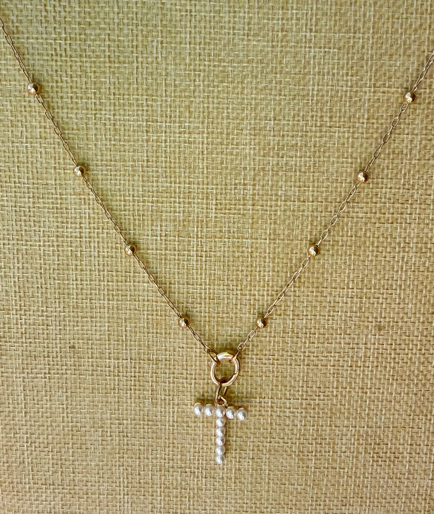 Pearl Initial Charm Necklace