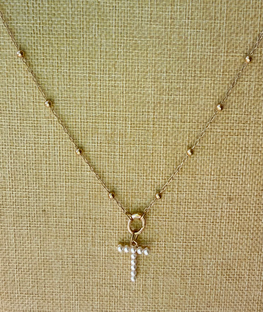 Pearl Initial Charm Necklace