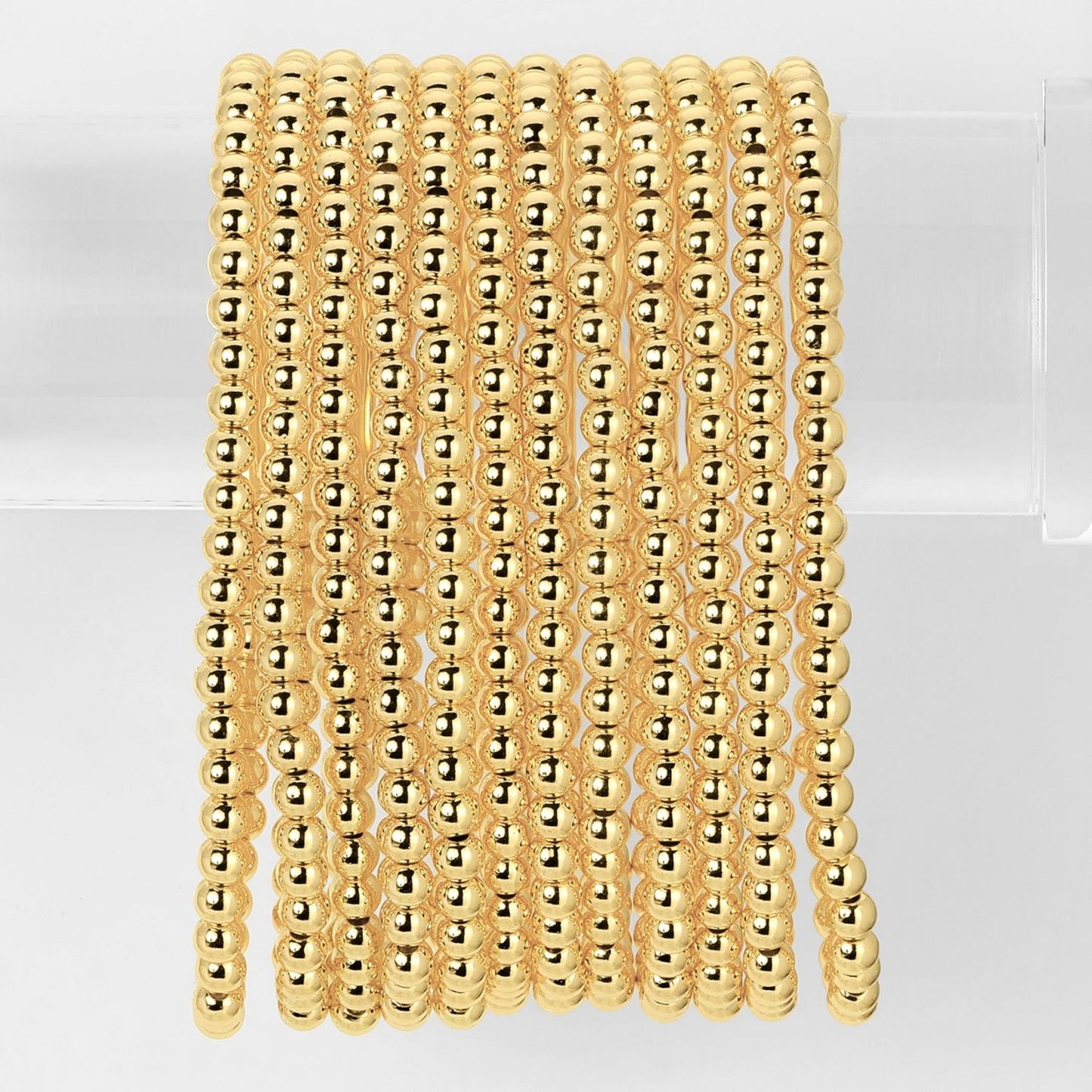 4mm Stretch Beaded Bracelet, Gold