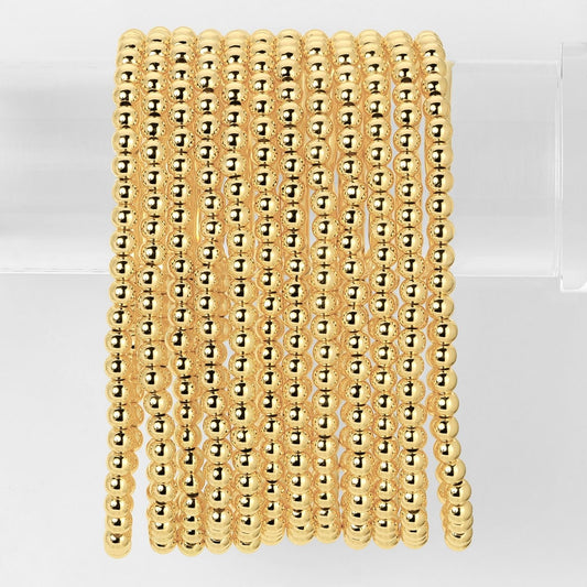 4mm Stretch Beaded Bracelet, Gold