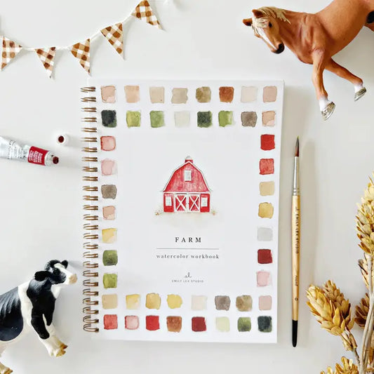 Watercolor Workbook w/ Paint Set, Farm