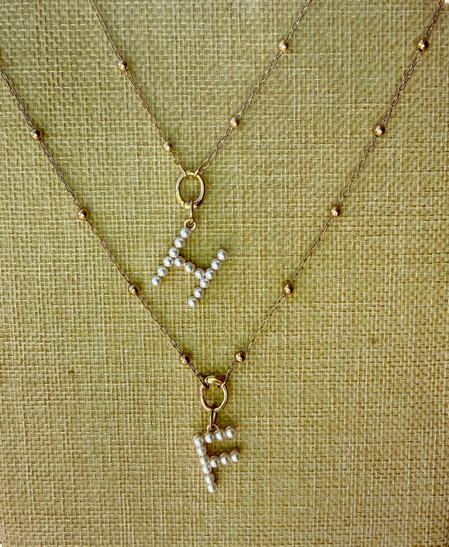 Pearl Initial Charm Necklace