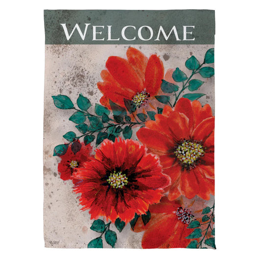 Royal Red Poppy Suede Garden Flag