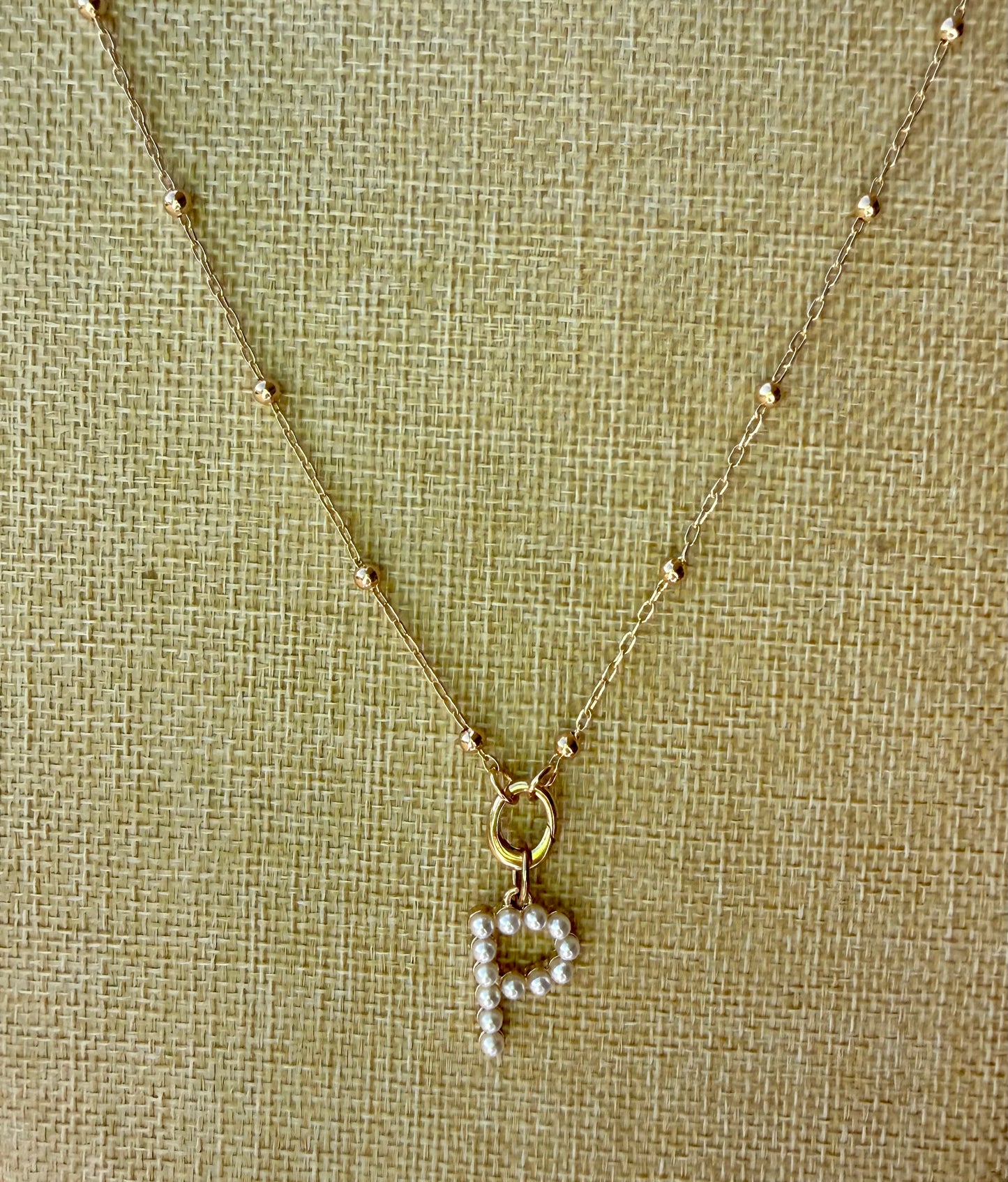 Pearl Initial Charm Necklace