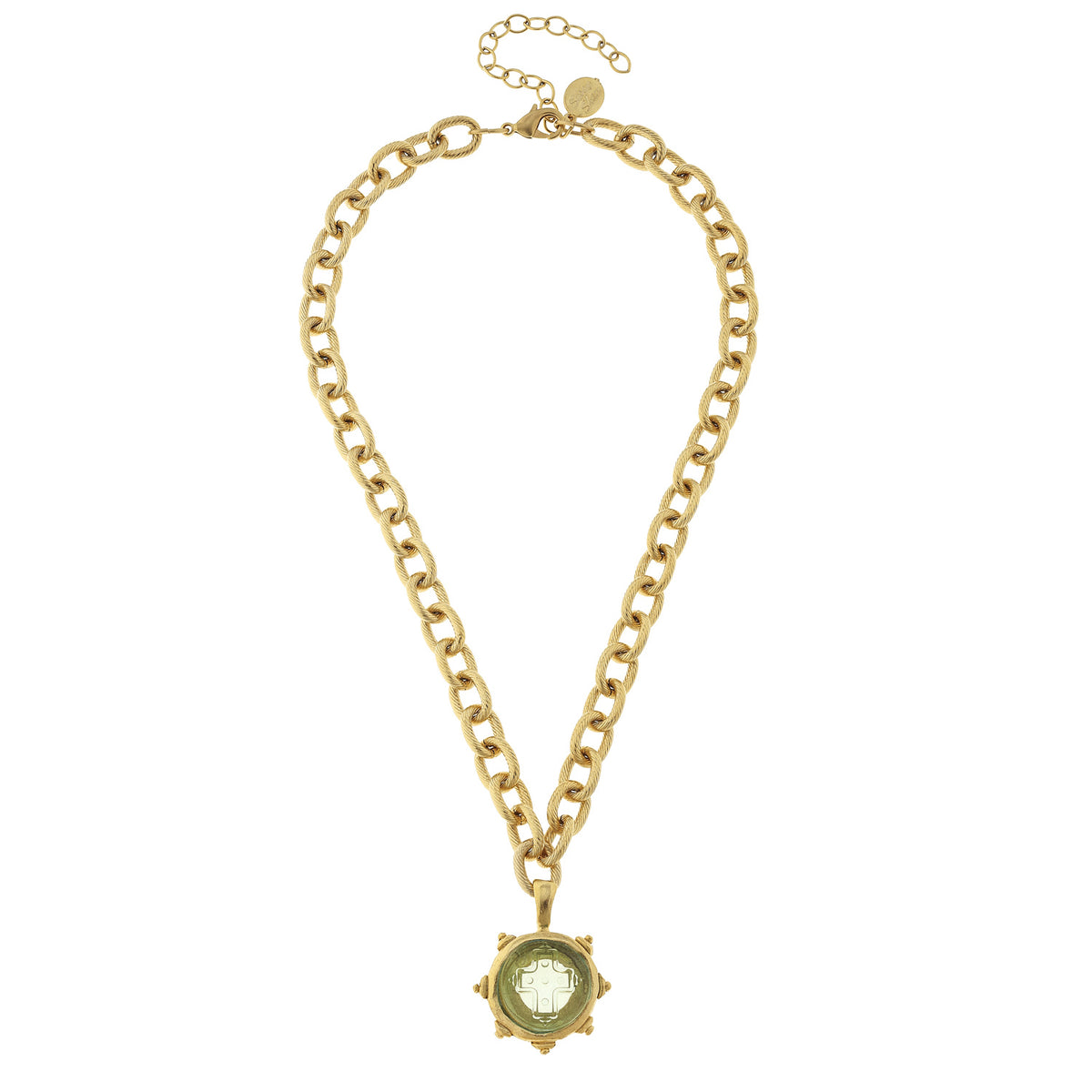 Small Venetian Glass Cross Necklace, Clear