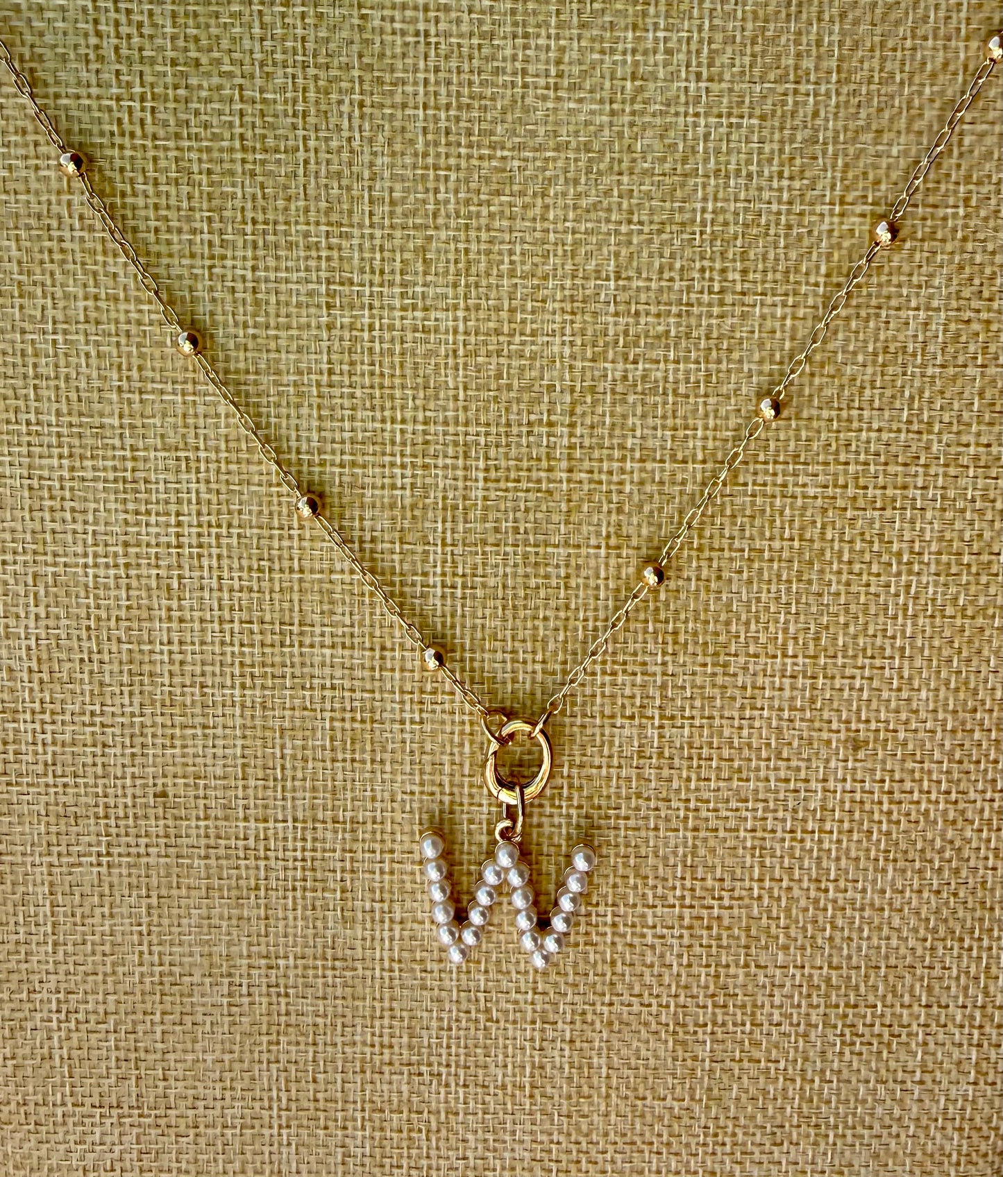 Pearl Initial Charm Necklace