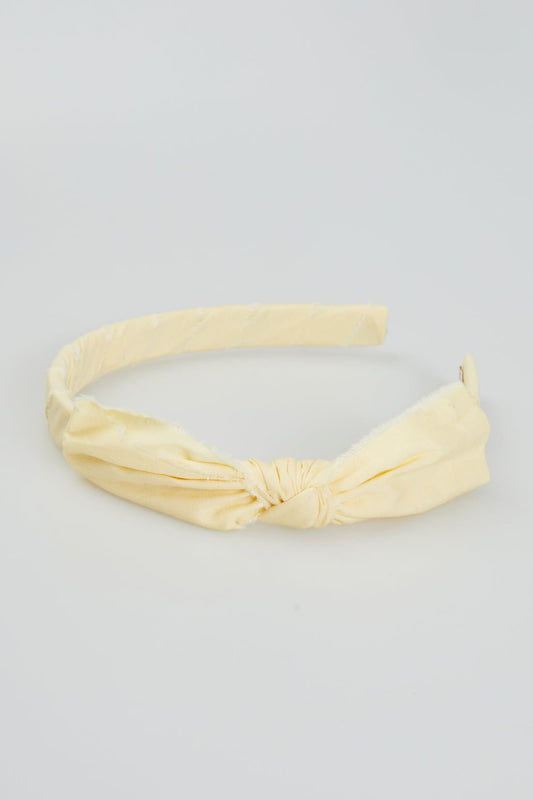 yello bow headband with knotted fabric detail