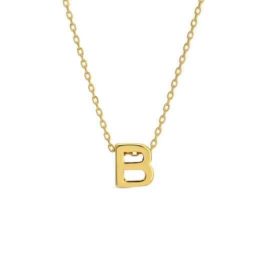 Gold Initial Necklace, B
