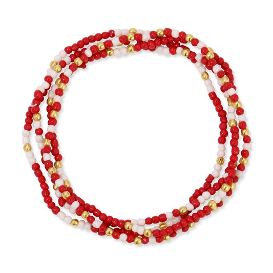 Game Day Beaded Bracelet, Crimson+White