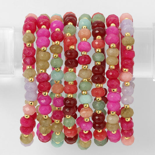 Large Stone Bracelet with Gold Accents