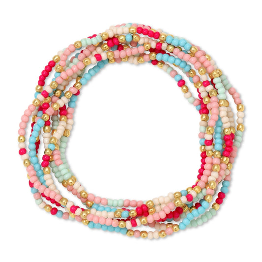 Beaded Bracelet, Blue/Mint/Pink/White
