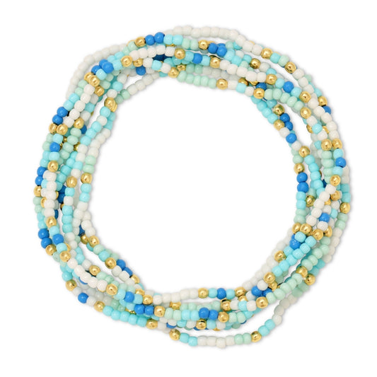 Beaded Bracelet, Blue/Mint/White