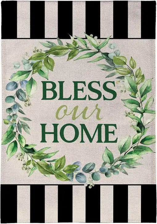 Bless Our Home Burlap Garden Flag