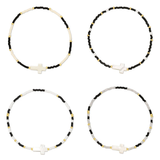 Miyuki Delicate Stretch Bracelet with Shell Cross