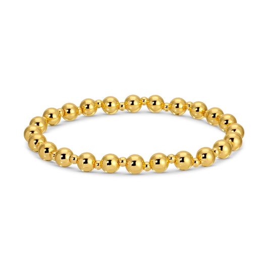 6mm Stretch Bead Bracelet with 3mm Bead Accents, Gold
