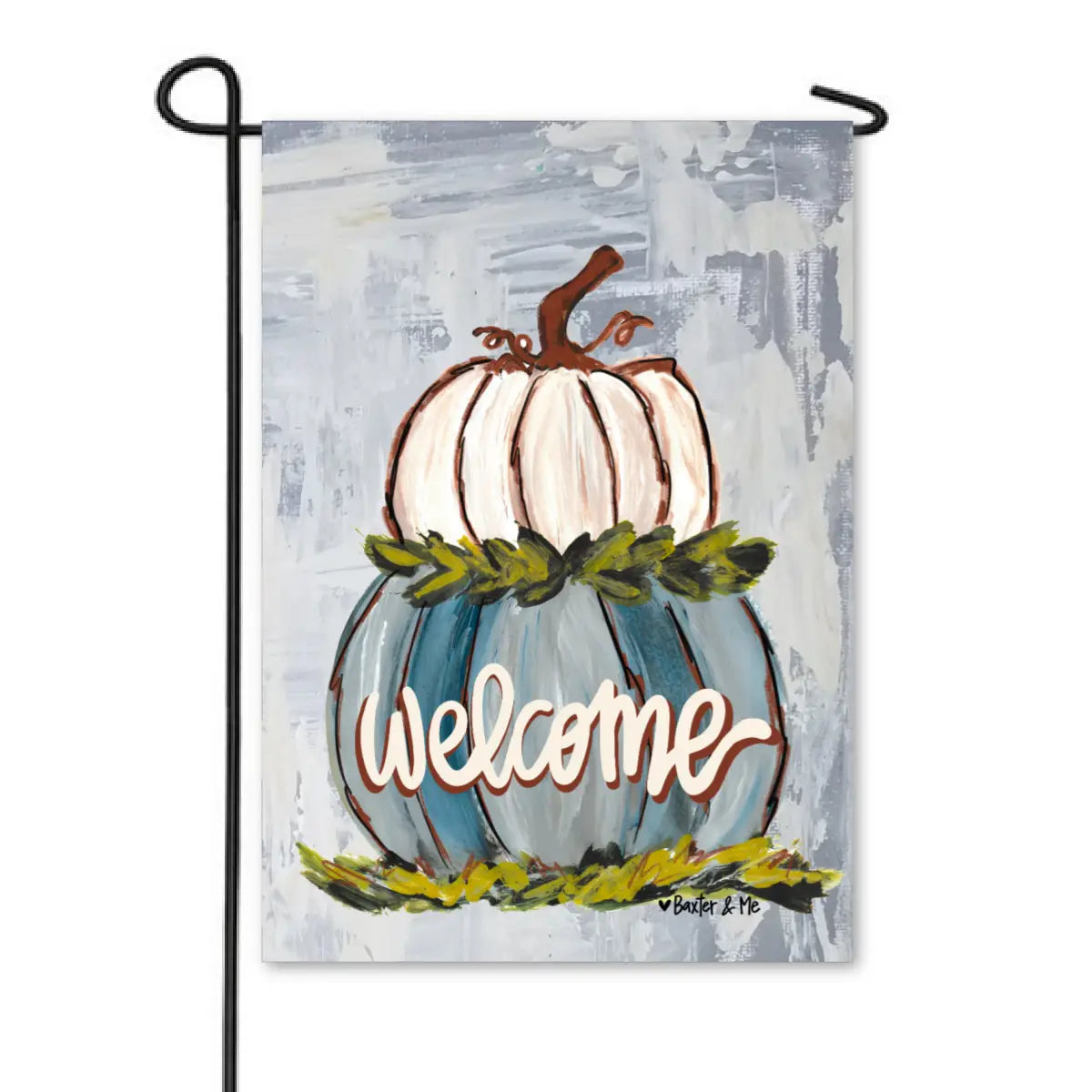 Garden Flag, Welcome Double Stacked Neutral Pumpkin