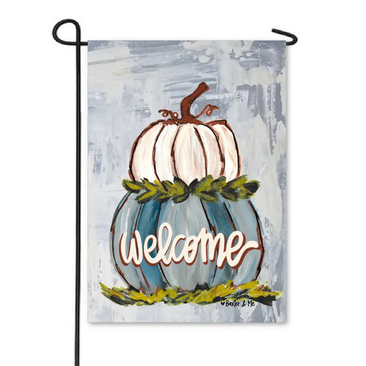Garden Flag, Welcome Double Stacked Neutral Pumpkin