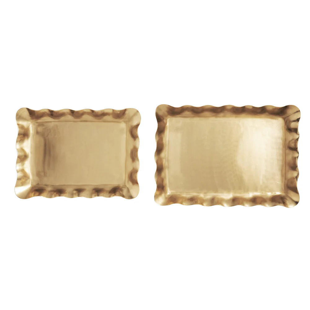 Brass Ruffle Nested Tray Set
