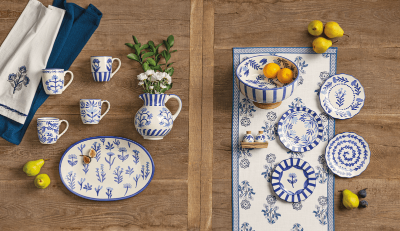 Blue Floral Table Runner