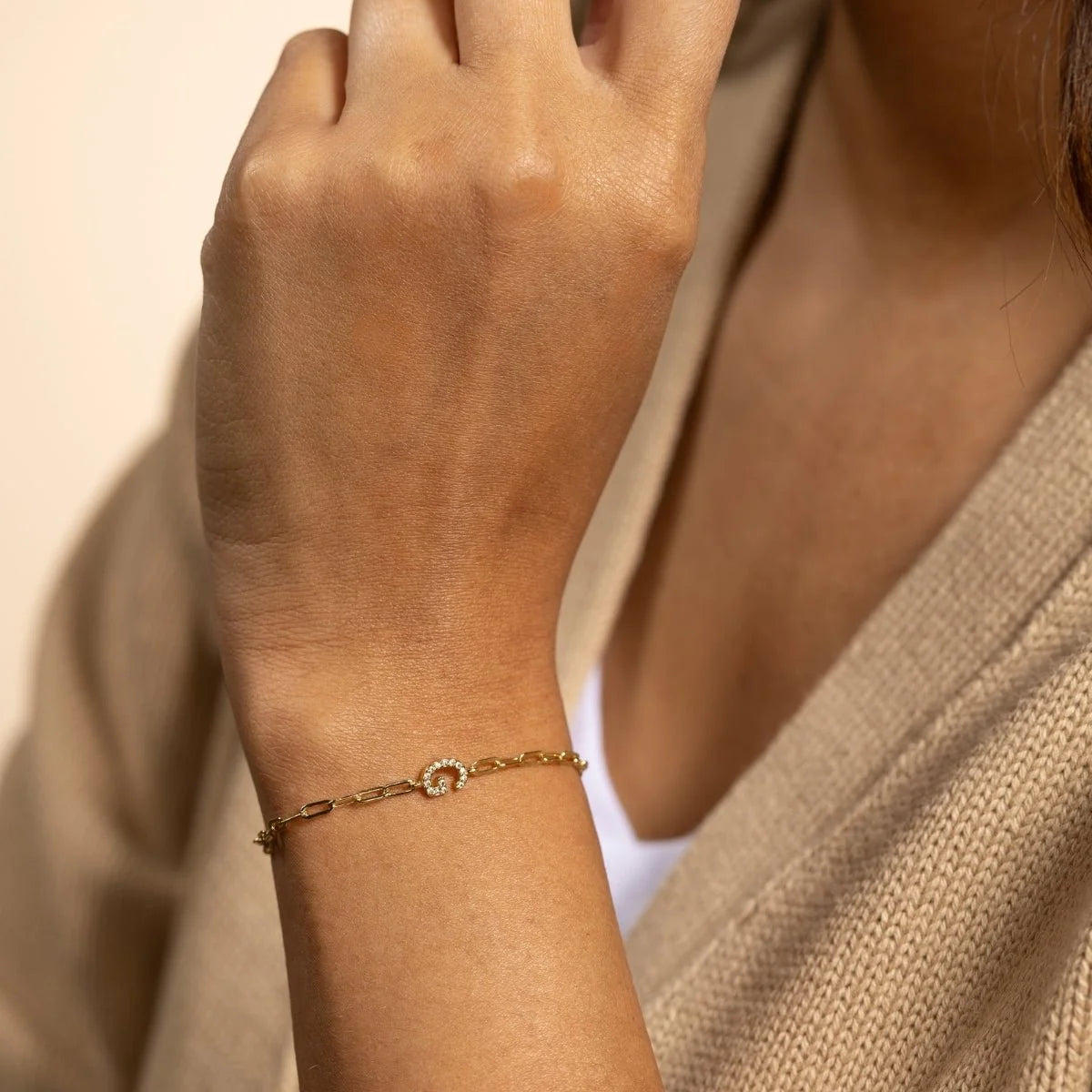 Pave Initial Pulley Bracelet
