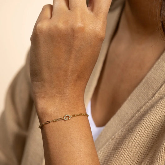 Pave Initial Pulley Bracelet